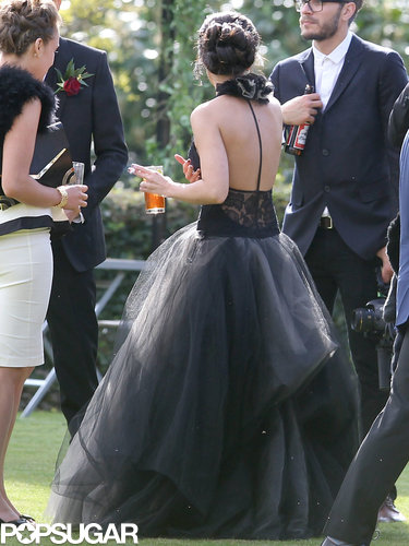 Shenae Grimes wore a black Vera Wang gown for her wedding.
Shenae Grimes wore a black Vera Wang gown for her wedding.