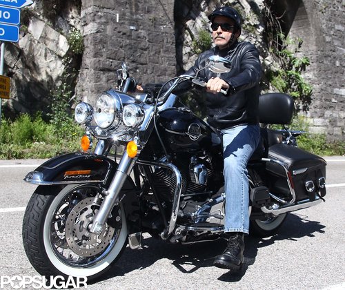 George Clooney rode a motorcycle in Como, Italy.
George Clooney rode a motorcycle in Como, Italy.