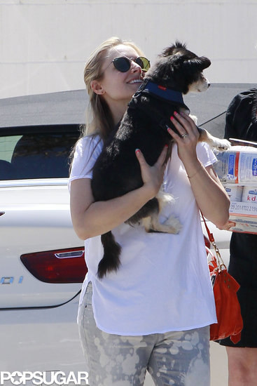 Kristen Bell snuggled her dog Shakey. Kristen Bell snuggled her dog Shakey.