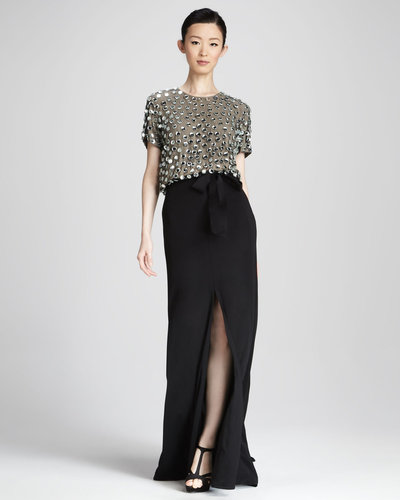 Naeem Khan Sequined Combo Gown