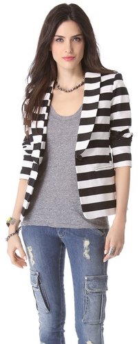 Alice + olivia Strong Shoulder Striped Blazer