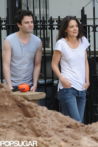 Luke Kirby and Katie Holmes both had their hands in their pockets on set in NYC.
Luke Kirby and Katie Holmes both had their hands in their pockets on set in NYC.