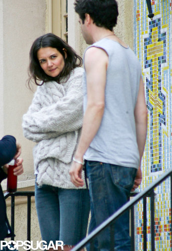Katie Holmes wrapped up on set in NYC on Tuesday.
Katie Holmes wrapped up on set in NYC on Tuesday.