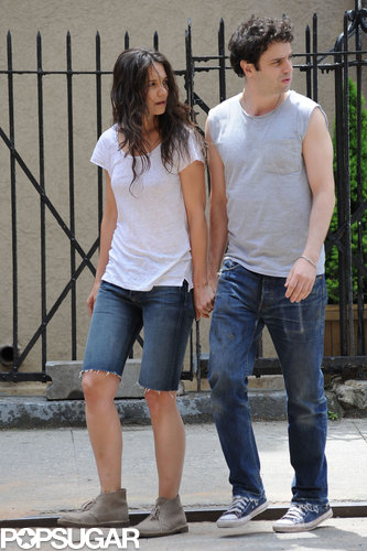 Katie Holmes and her costar Luke Kirby held hands on set.
Katie Holmes and her costar Luke Kirby held hands on set.