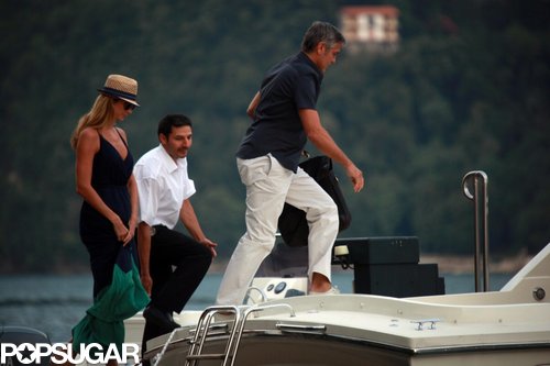 George Clooney and Stacy Keibler went for a sunset boat ride during a vacation in Lake Como, Italy in August 2012.
George Clooney and Stacy Keibler went for a sunset boat ride during a vacation in Lake Como, Italy in August 2012.