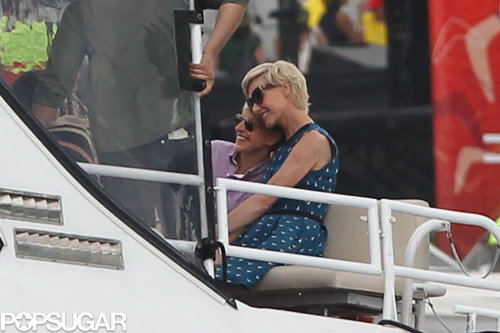 Ellen Degeneres and Portia de Rossi cuddled up on a water taxi in Sydney, Australia, in May 2013.
Ellen Degeneres and Portia de Rossi cuddled up on a water taxi in Sydney, Australia, in May 2013.