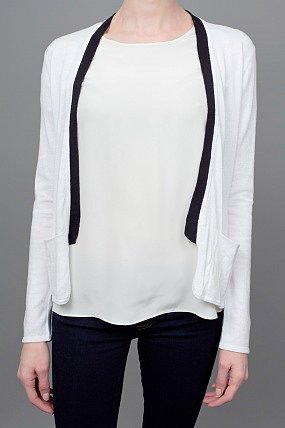 Elizabeth and James Tuxedo Open Cardigan Sweater White and Black