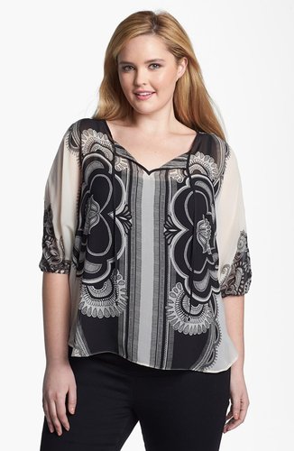 Evans Scarf Print Blouse (Plus)