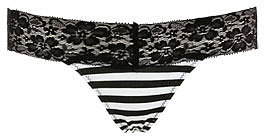 WetSeal Sarah Stripe Thong Black