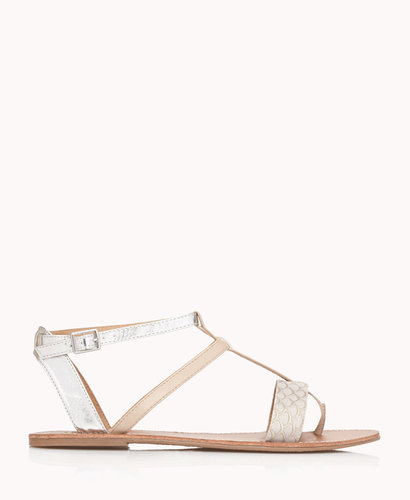 FOREVER 21 Metallic Colorblocked Gladiator Sandals