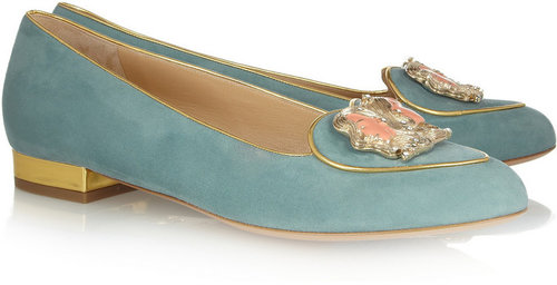 Charlotte Olympia Gemini suede slippers