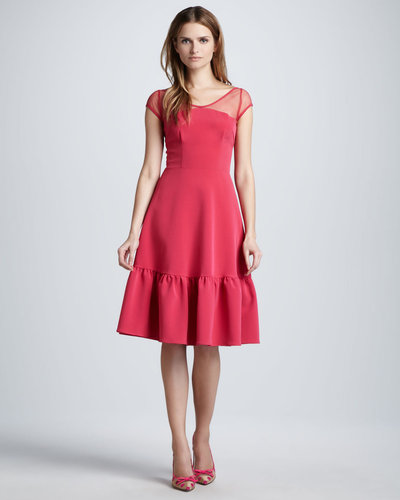 Nha Khanh Sheer-Top Ruffle-Hem Dress