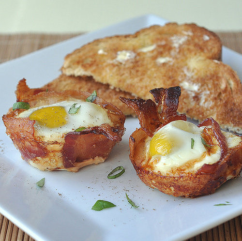Eggs Nestled in Bacon Eggs Nestled in Bacon