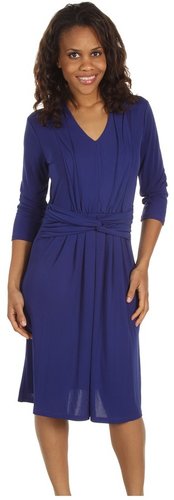 Jones New York - 3/4 Sleeve Fit and Flare Dress (Dark Cerulean) - Apparel