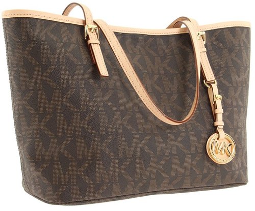 MICHAEL Michael Kors - Jet Set Travel Logo Small Tote (Brown) - Bags and Luggage