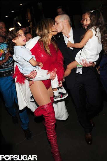Jennifer Lopez kissed Casper Smart after her Billboard Awards performance.
Jennifer Lopez kissed Casper Smart after her Billboard Awards performance.