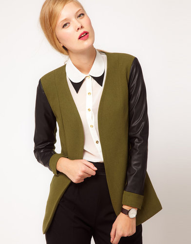 ASOS Blazer With Leather Look Sleeves