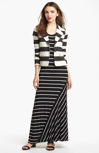 Kensie Stripe Ponte Jacket