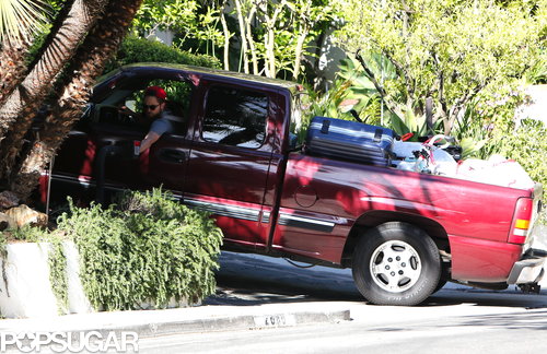 Robert Pattinson's truck was loaded with items.
Robert Pattinson's truck was loaded with items.