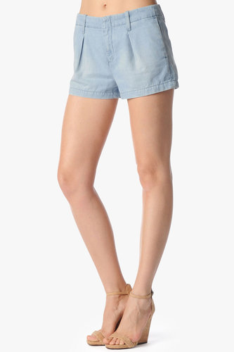 Pleated Short In Tencel Denim
