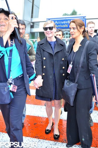 Kirsten Dunst braved the Cannes rain in style. She sported a double-breasted pea coat over a blue dress, then added adorable cat loafers.
Kirsten Dunst braved the Cannes rain in style. She sported a double-breasted pea coat over a blue dress, then added adorable cat loafers.