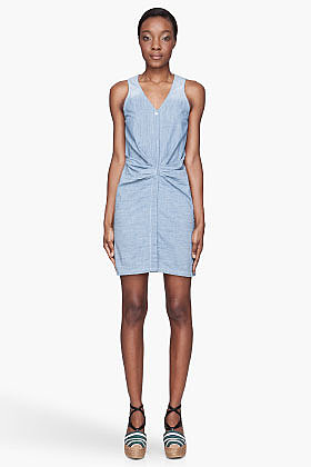 SEE BY CHLOE Pale blue denim Waist-Gathered Dress