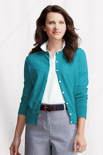 Women's Regular Fine Gauge Supima Crew Cardigan
