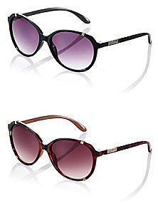Nine West® Plastic Geometric Frame with Metal Detail Sunglasses