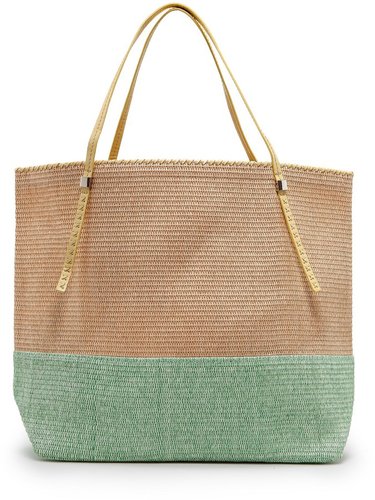 TOUCH - Two-tone straw tote bag