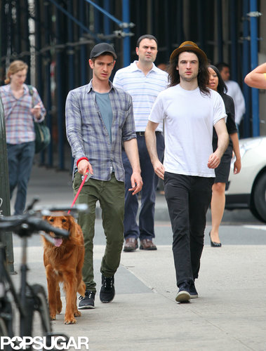 Tom Sturridge and Andrew Garfield took Andrew's dog for a stroll.
Tom Sturridge and Andrew Garfield took Andrew's dog for a stroll.