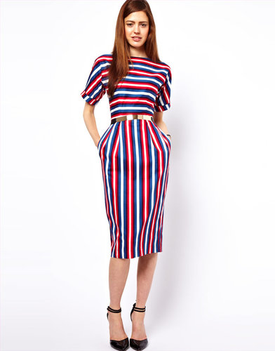 ASOS Wiggle Dress In Stripe Print