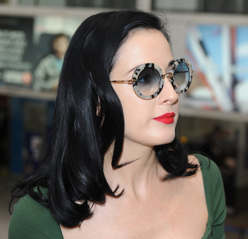 Dita Von Teese wore a pair of groovy round sunglasses.
Dita Von Teese wore a pair of groovy round sunglasses.