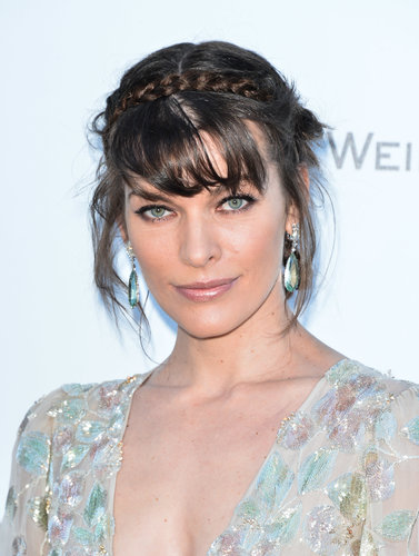 Milla Jovovich wore aqua-colored gem earrings.
Milla Jovovich wore aqua-colored gem earrings.