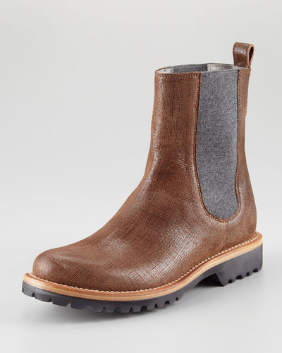 Brunello Cucinelli Textured Leather Chelsea Boot