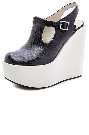 Jil sander navy Mary Jane Wedge Pumps
