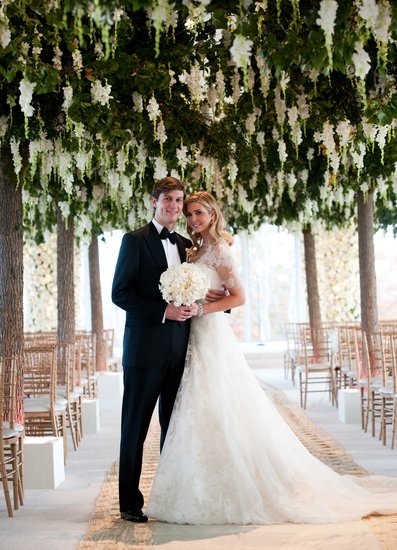 For her October 2009 wedding, Ivanka Trump wore a stunning custom Vera Wang lace-sleeved gown, inspired by and modeled after Grace Kelly's wedding dress.
For her October 2009 wedding, Ivanka Trump wore a stunning custom Vera Wang lace-sleeved gown, inspired by and modeled after Grace Kelly's wedding dress.