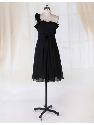 Chiffon A-Line One-Shoulder Pleated Bodice Bridesmaid Dress JDPD0063