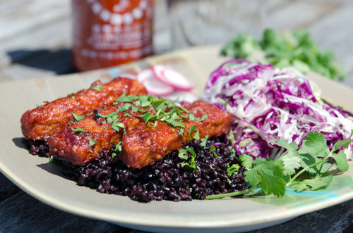 BBQ Sriracha Tempeh with Black Rice