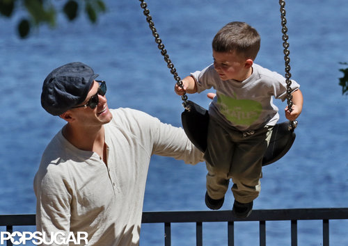 Tom Brady gave his son Ben a push on the swings in Boston on Sunday.
Tom Brady gave his son Ben a push on the swings in Boston on Sunday.