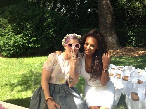 Melanie Brown shared a picture of herself and Kelly Osbourne at Kim Kardashian's baby shower.
Source: Twitter user OfficialMelB
Melanie Brown shared a picture of herself and Kelly Osbourne at Kim Kardashian's baby shower.
Source: Twitter user OfficialMelB