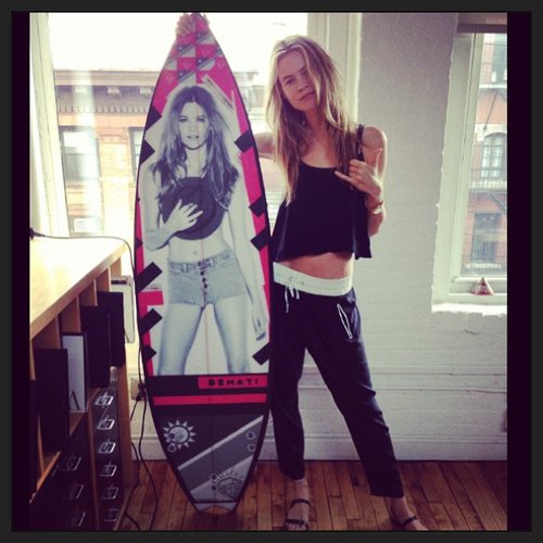 Behati Prinsloo posed with her personalized surfboard.
Source: Instagram user behatiiprinsloo
Behati Prinsloo posed with her personalized surfboard.
Source: Instagram user behatiiprinsloo