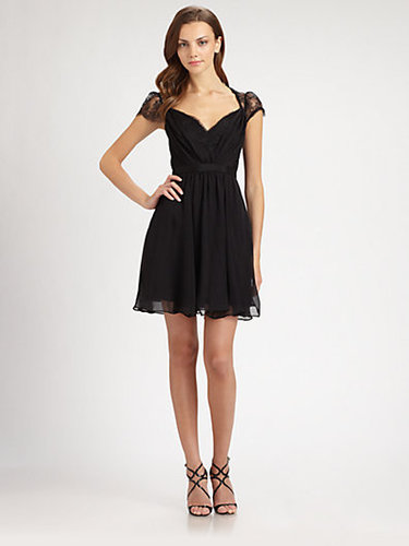 ABS Lace-Trimmed Silk Dress