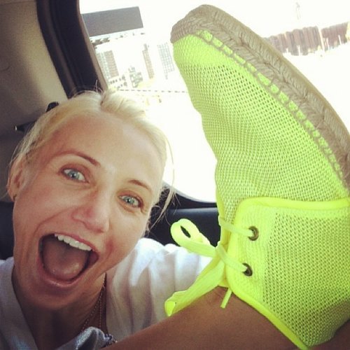 Cameron Diaz struck a silly pose while showing off her new Stella McCartney neon espadrilles.
Source: Instagram user stellamccartney
Cameron Diaz struck a silly pose while showing off her new Stella McCartney neon espadrilles.
Source: Instagram user stellamccartney