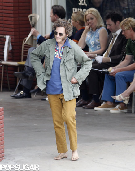 Joaquin Phoenix was looking pretty groovy on the set of Inherent Vice in LA on Tuesday.
Joaquin Phoenix was looking pretty groovy on the set of Inherent Vice in LA on Tuesday.