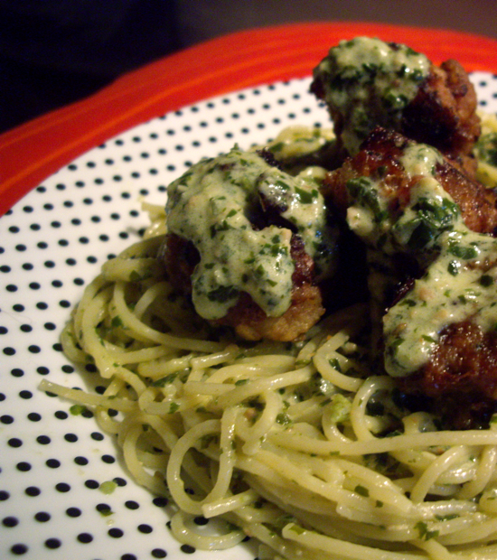 Creamy Pesto Pasta with Meatballs POPSUGAR Food