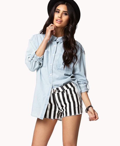 FOREVER 21 Faded Chambray Shirt