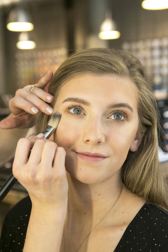Next, highlight the face with Strobe Liquid in Golden Elixir ($31). Use it on your cheekbones, bridge of your nose, and a little on your chin to help create the illusion of healthy, glowing skin.
Next, highlight the face with Strobe Liquid in Golden Elixir ($31). Use it on your cheekbones, bridge of your nose, and a little on your chin to help create the illusion of healthy, glowing skin.