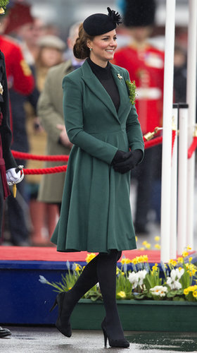 Kate Middleton celebrated St. Patrick's Day 2013 by visiting the barracks at Aldershot, England, to pin clovers on soldiers.
Kate Middleton celebrated St. Patrick's Day 2013 by visiting the barracks at Aldershot, England, to pin clovers on soldiers.