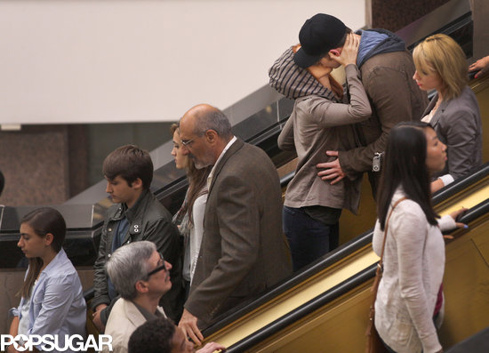 Scarlett Johansson and Chris Evans kissed on an escalator for a scene from Captain America: The Winter Soldier.
Scarlett Johansson and Chris Evans kissed on an escalator for a scene from Captain America: The Winter Soldier.