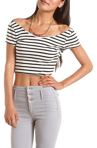 Striped Bow-Back Crop Top